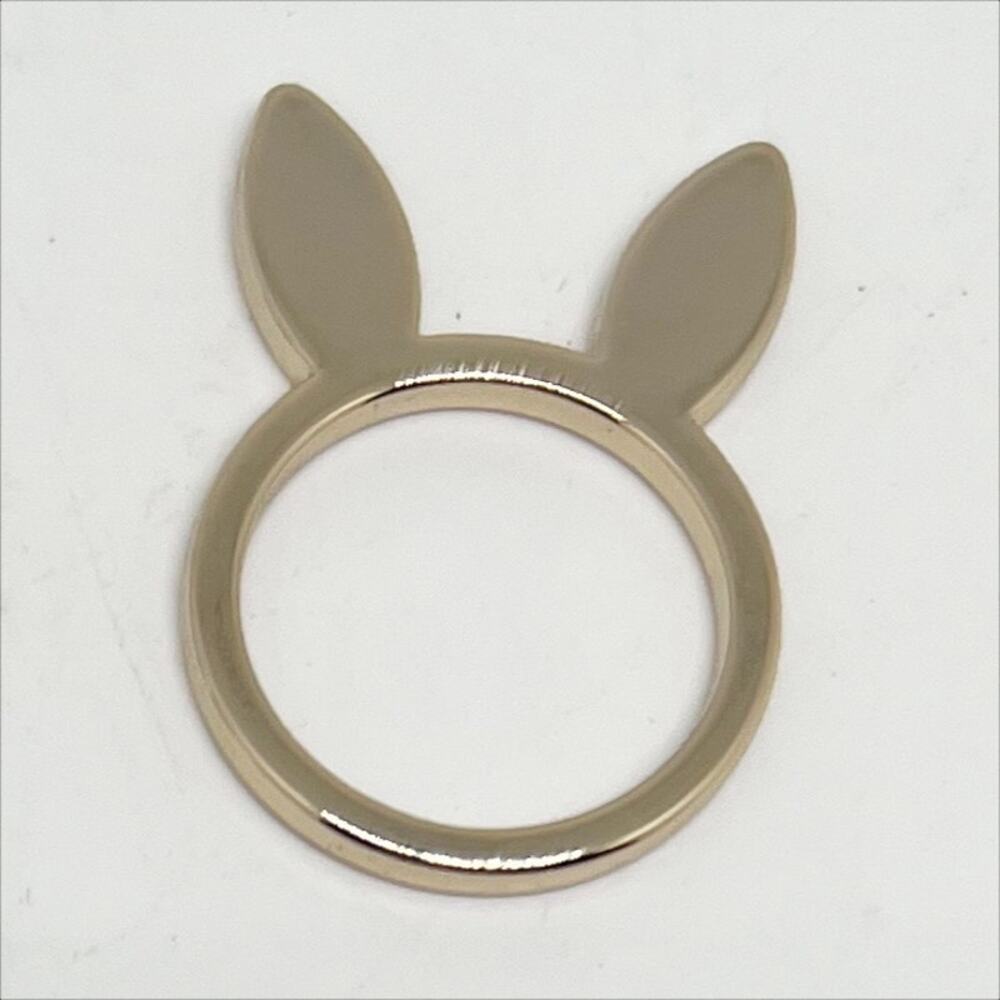 Set of 2 Stackable Gold Tone Rings Rabbit Ears Bear Ears - Picture 2 of 5